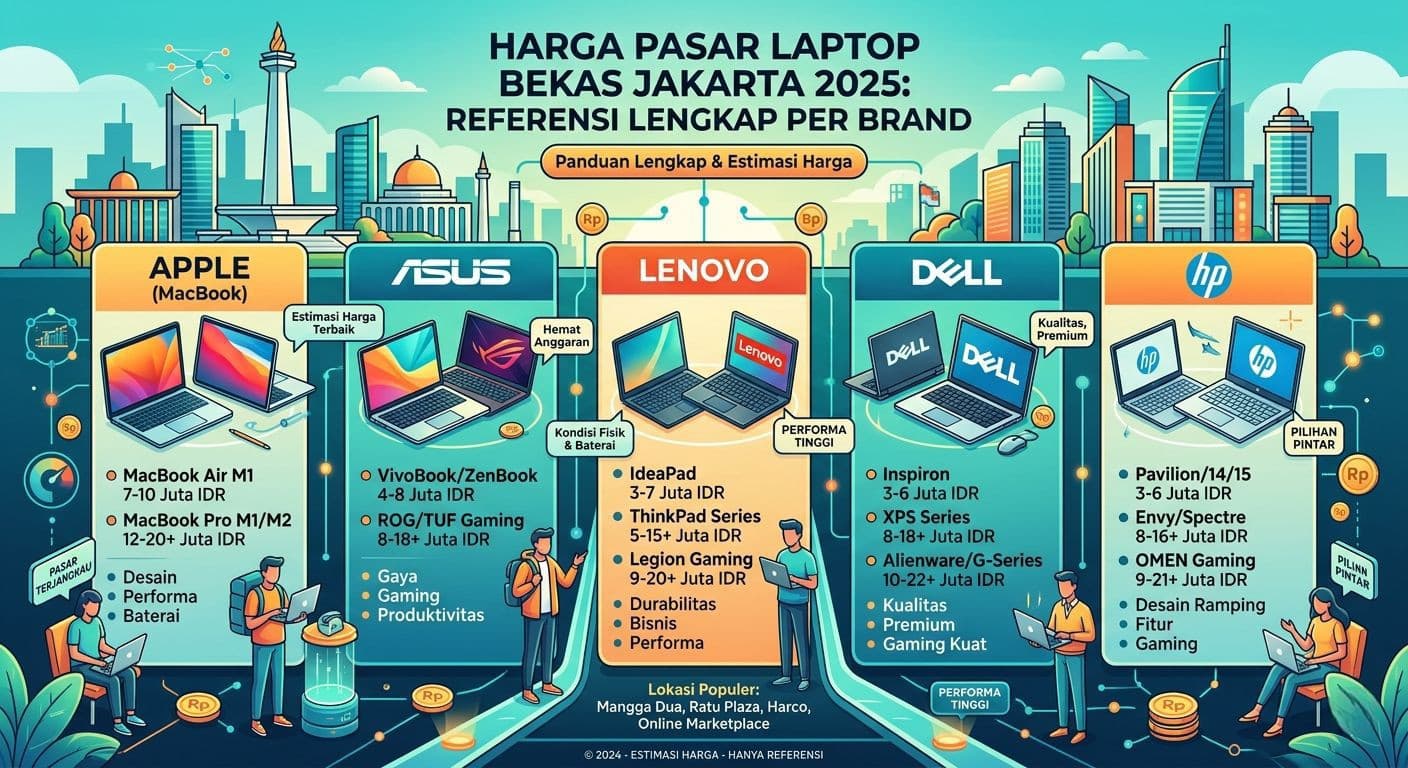 Harga Pasar Laptop Bekas Jakarta 2025: Referensi Lengkap per Brand
